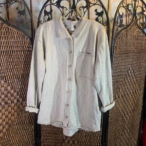 Wishlist Tan Knit Cotton Blend Button Down Collared Cardigan Size S/M